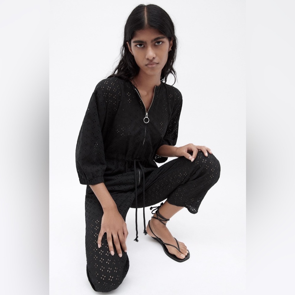 Zara Eyelet Embroidered Jumpsuit Size XS 3666/108